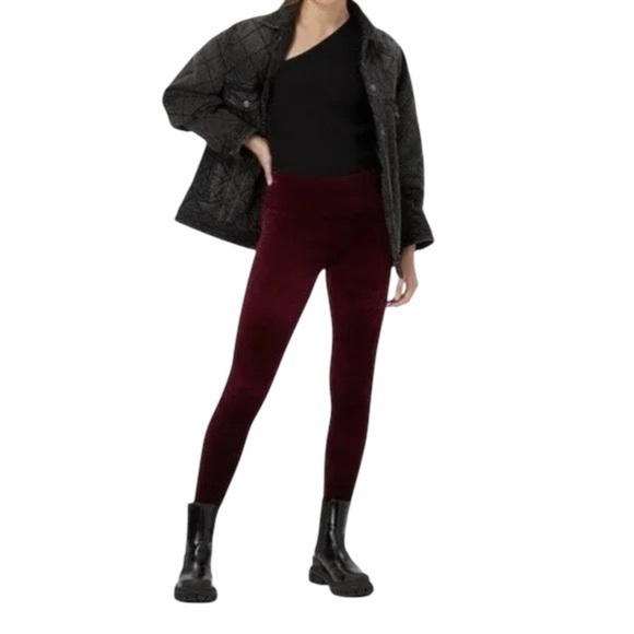 SPANX Red Velvet High Waisted Leggings- Power Waistband- Rich Burgundy- Small - Picture 3 of 16